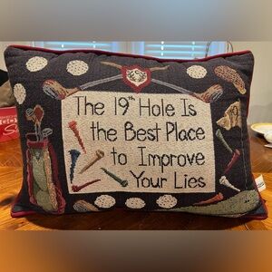 VTG Riverdale Tapestry Needlepoint Golf Throw Pillow 16 x 12 inches Made in USA